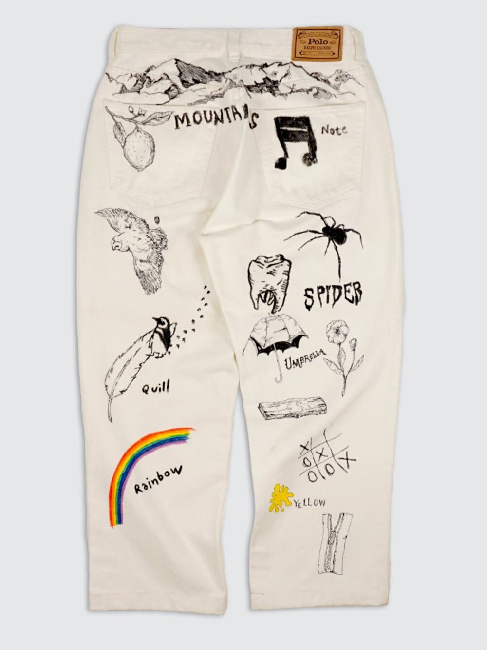 Polo Ralph Lauren White Graphic Doodle Straight Leg Jeans - Picture 2 of 9